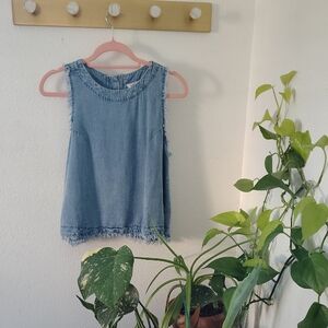 For The Republic Light Blue Denim Sleeveless Top